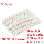 500Pcs-420pcs 1206 SMD Resistors Kit Assorted Kit 5% Sample Kit Sample Bag DIY Kit Electronic Component 25 Values*20pcs 0R 200pc