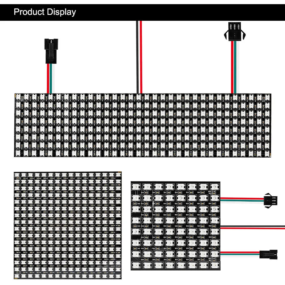WS2812B RGB LED Panel Screen 8x8 16x16 8x32 256 Pixels Digital Flexible Programmed Individually Addressable Full Color DC5V