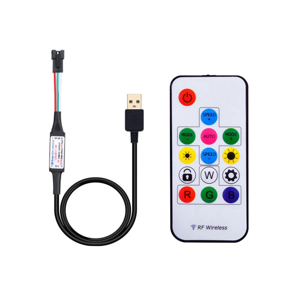 WS2812B USB LED Strip RGB Addressable Pixel Tape 14Keys Remote Controller For TV Back Under Cabinet Lamp DC5V 1m/2m/3m/4m/5m