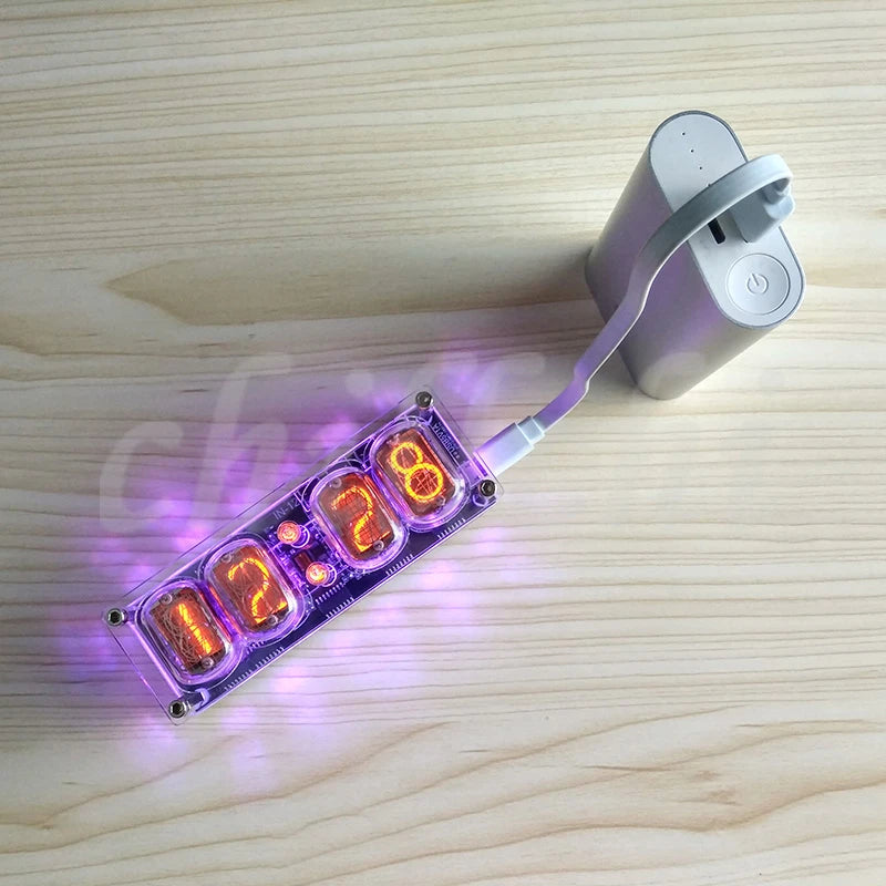 IN-12 Glow Tube Clock 4-bit IN12 glow tube clock Seven-color RGB LED DS3231 nixie clock IN-12B