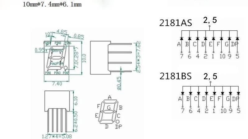 5pcs 0.28 inch 0.28" LED Display 7 Segment 1 Bit/2 Bit/3 Bit/4 Bit Clock Digit Digital Tube Red Common Cathode / Anode
