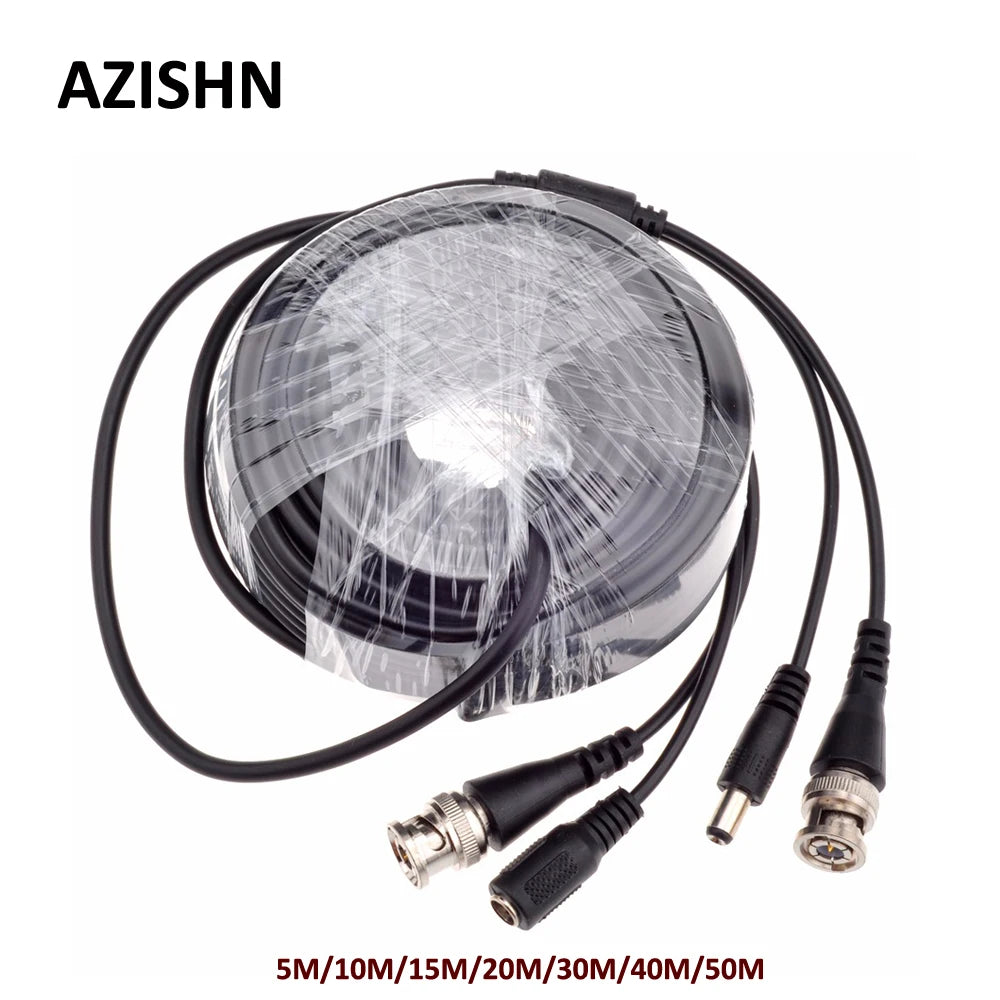 AZISHN CCTV BNC Power/video Cable 5M/10M/15M/20M/30M/40M/50M CCTV Cable Video Output DC Plug Cable for AHD/Analog cctv camera