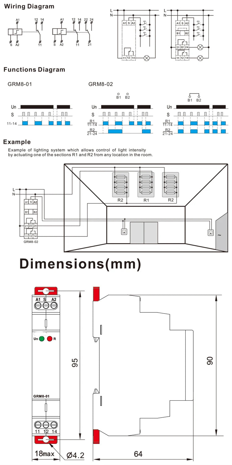 Din Rail SPDT Impluse Relay  GRM8 16A AC 230V AC/DC12-240V Electronic Latching Memory Relay  Certificate