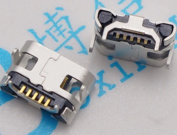 100pcs Micro USB 5pin No Side Ox Horn Female USB Socket Flat Mouth Four Legs Socket Mini USB Connector