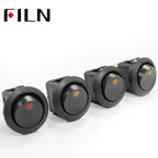 FILN 5Pcs KCD1 220V 10A Blue Red Green mini round illuminated toggle switch latching 3pins on off boat rocker switch