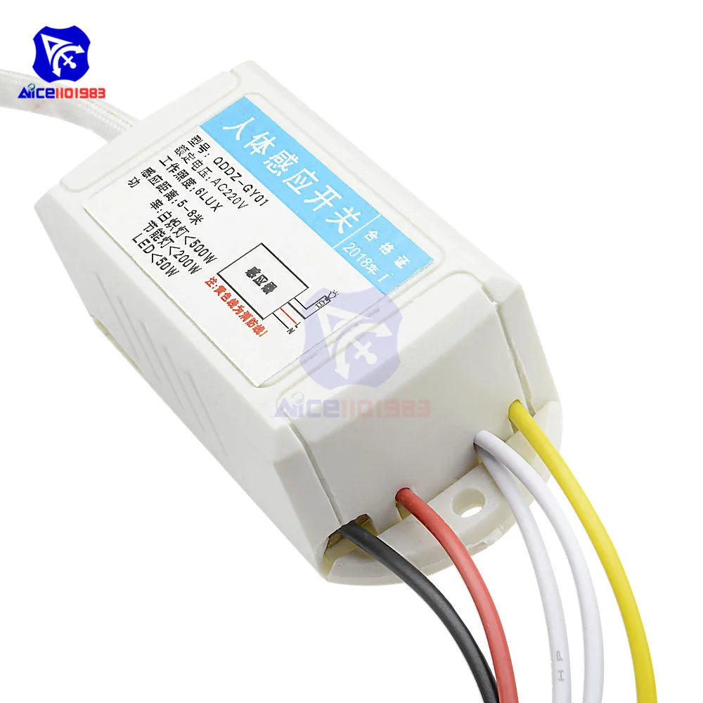diymore 220V Human Body Motion Infrared Sensor Switch IR Switch Intelligent Light Lamps Controller 6 Lux