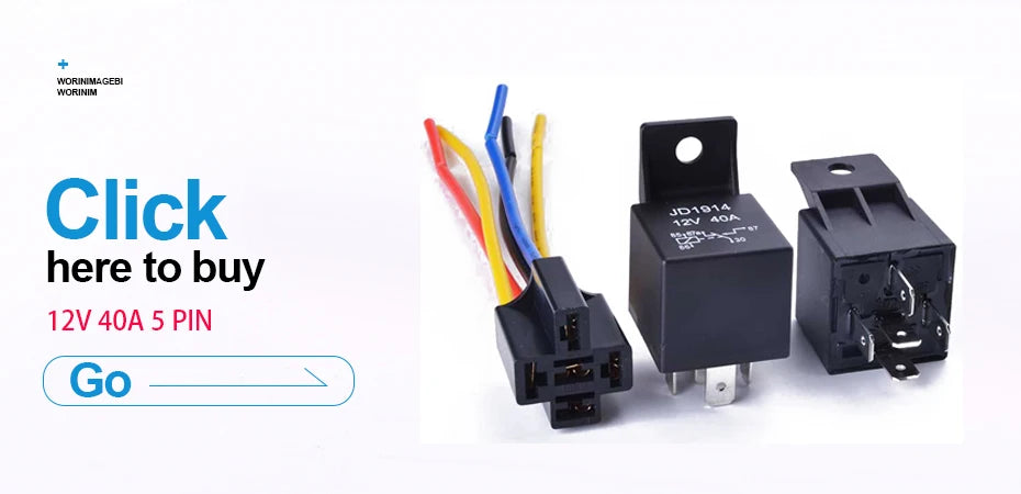 Automobile Relay Waterproof Integrated Wired  DC12V 24V 40A 5Pin 4pin Auto Relay + Holder With 105mm Length Wires
