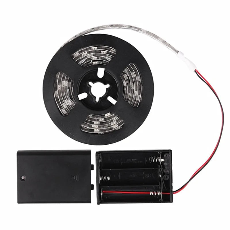DC 5V 3*AA Battery Powered LED Strip Light IP65 Waterproof 5050 SMD 2M 1M 0.5M LED Tape with Battery Box Cool White/Warm White