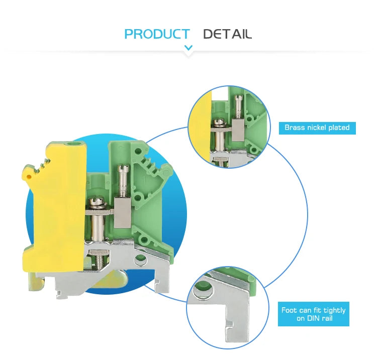10Pcs USLKG5N USLKG5 Universal Screw Ground Protective Earth Modular Wire Electrical Connector Din Rail Terminal Block USLKG 5mm