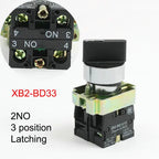 XB2-BD21 BD25 BD33 BD53 BD73 1NO/2NO/1NO1NC 2/3 position Latching self-locking selector push button switch Momentary self-Reset