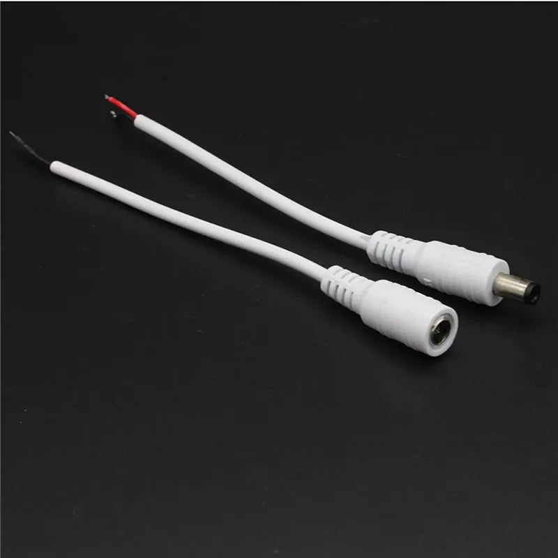 5.5mm X 2.1mm DC Jack Connectors Power Extension Cable 22AWG Female Male DC Plug Adapter For CCTV Camera 5050 3528 LED Strip