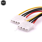 4 Pin Molex Male to 2 Ports 4 Pin Female Power Cable IDE 4Pin Power Cord 1 Divide 2 Power Chassis Computer Extension Adapter