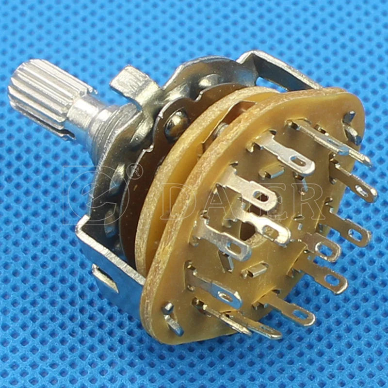2PCS 20MM Metal Rotary Switch Selector 1P12T/2P6T/3P4T/4P3T M9X0.75 18 Teeth Knurl Shaft With Solder Terminals