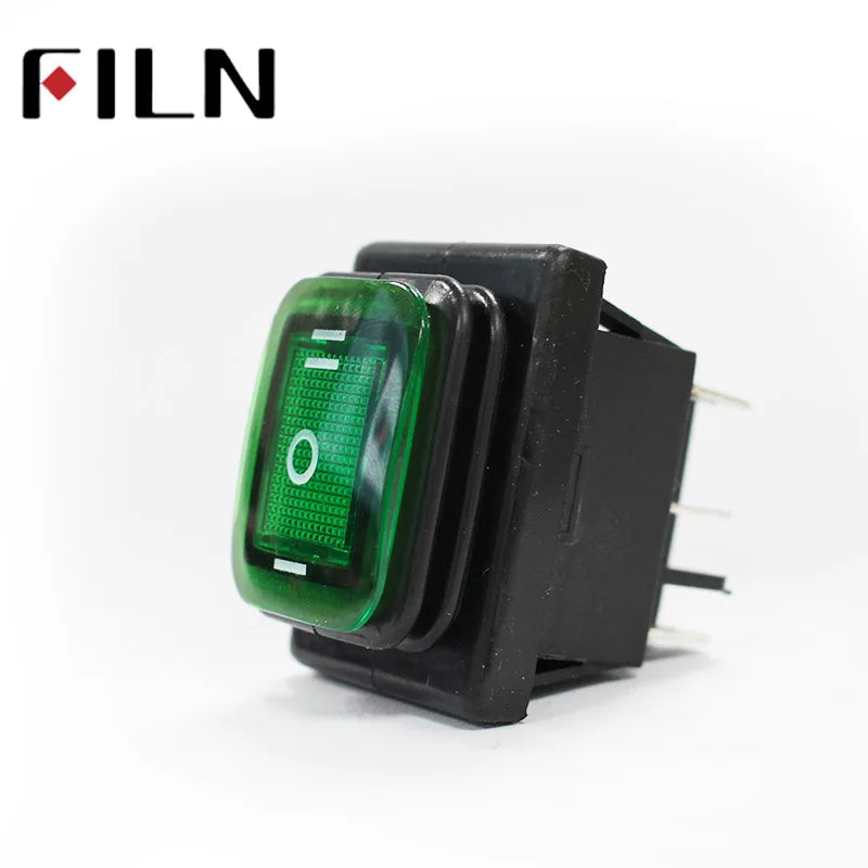 on off on 30A/250V Heavy Duty 6 pin DPDT IP67 Waterproof T85 Auto Boat Marine Toggle Rocker Switch with LED 12V 220V 30x22mm