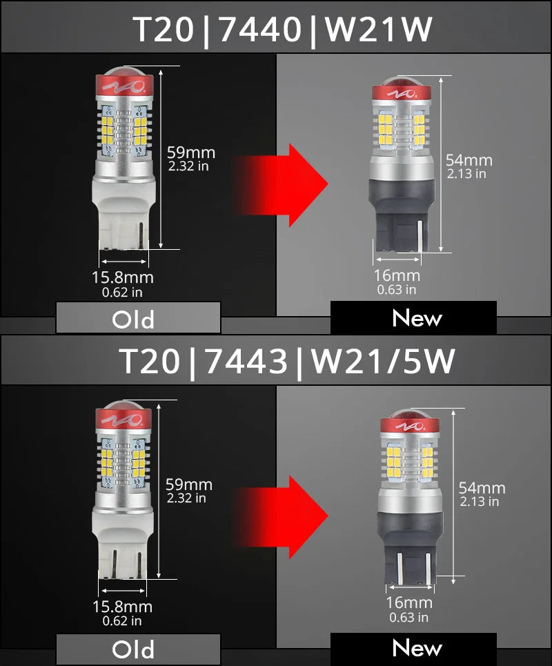NAO P21W LED PY21W BA15S T20 W21/5W W5W T10 7443 For LADA DRL P21/5W 1300LM Car Lights Bulb 7440 BAY15D W21W 1157 Red White 1156