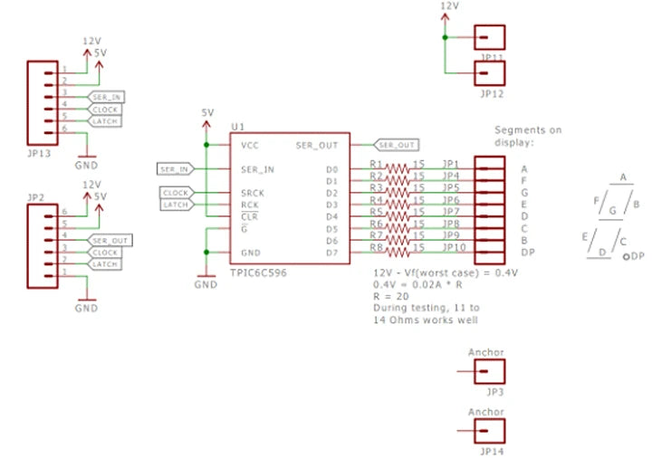 TPIC6C596 8-bit Shift Register 7-Segment Digital Tube Driver Displays Module for Andrino Diy Electronic PCB Board