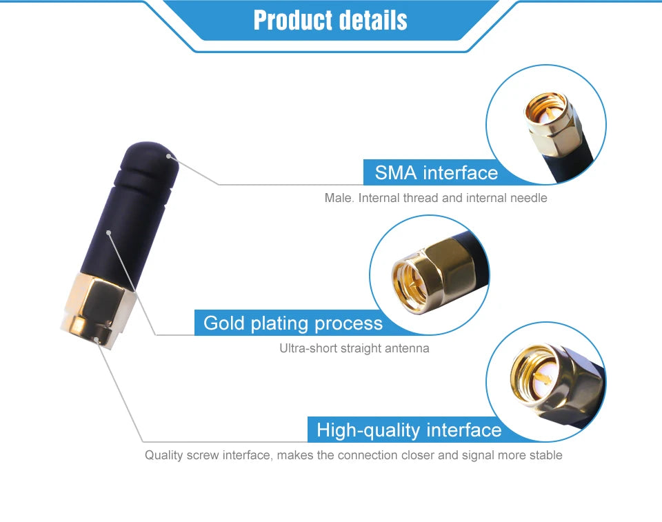 10Pc 2.4GHz Wifi uhf Antenna Omni Directional SMA Male TX2400-JZ-3 2.0dBi 2.4 GHz Mini Omnidirectional Antenna for communication