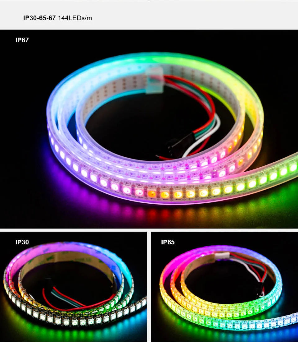 5V SK6812 RGBW Led Strip Light 4 in 1 Similar WS2812B 1m 4m 5m 30 60 144 LEDs Individual Addressable RGBWW Led Lights IP30 65 67