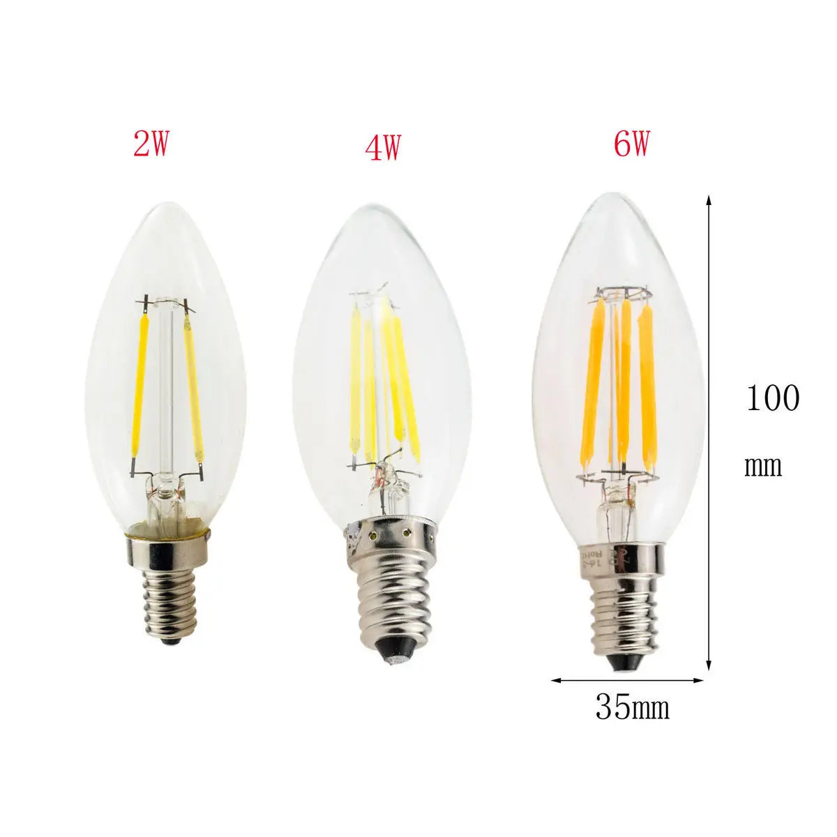 E14 LED Filament C35 Lamp C35L Dimmable Glass Candle Bulb 220V 4W 8W 12W Replace 20W 40W 60W Halogen Light Chandeliers