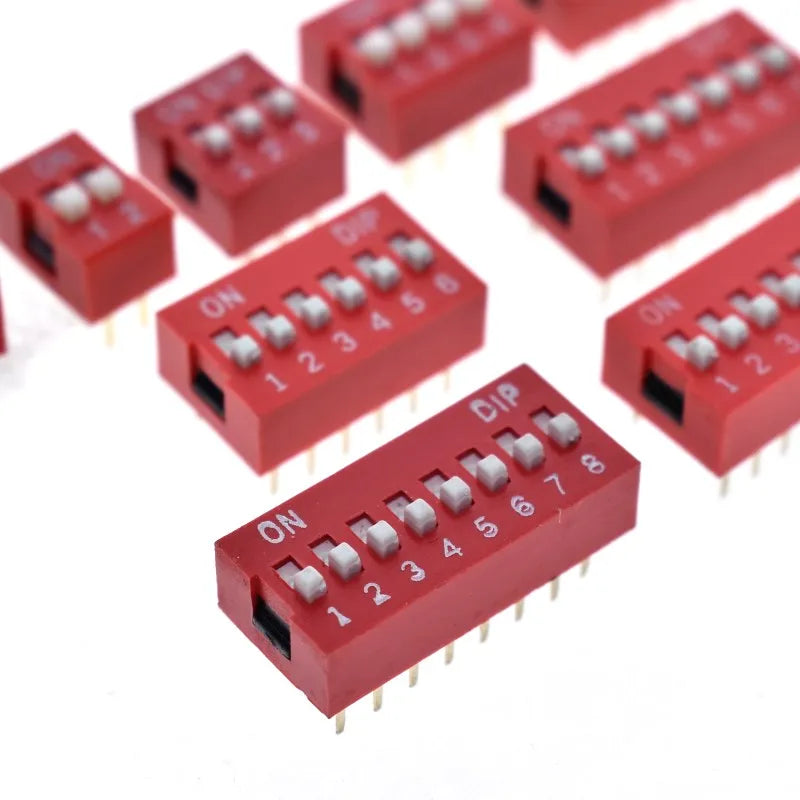 Dip Switch Kit In Box 1 2 3 4 5 6 7 8 10 Way 2.54mm Toggle Switch Red Snap Switches Mixed Kit Each 5PCS Combination Set