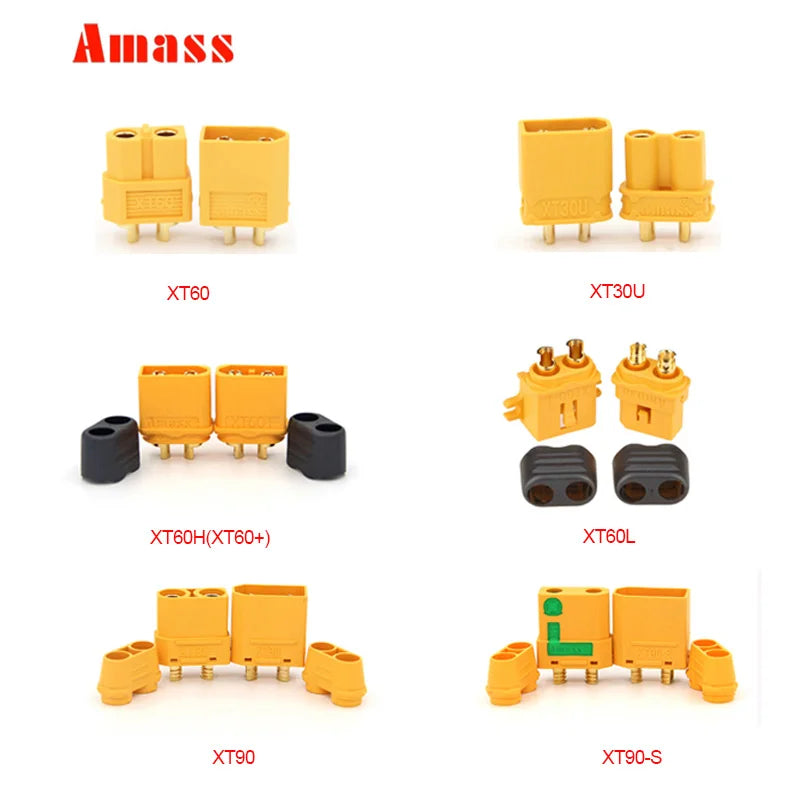 20pcs AMASS XT60 XT-60 XT 60 XT60H XT60L XT30U XT90 XT90-S Anti-spark with Sheath House Connectors Male Female For Lipo Battery