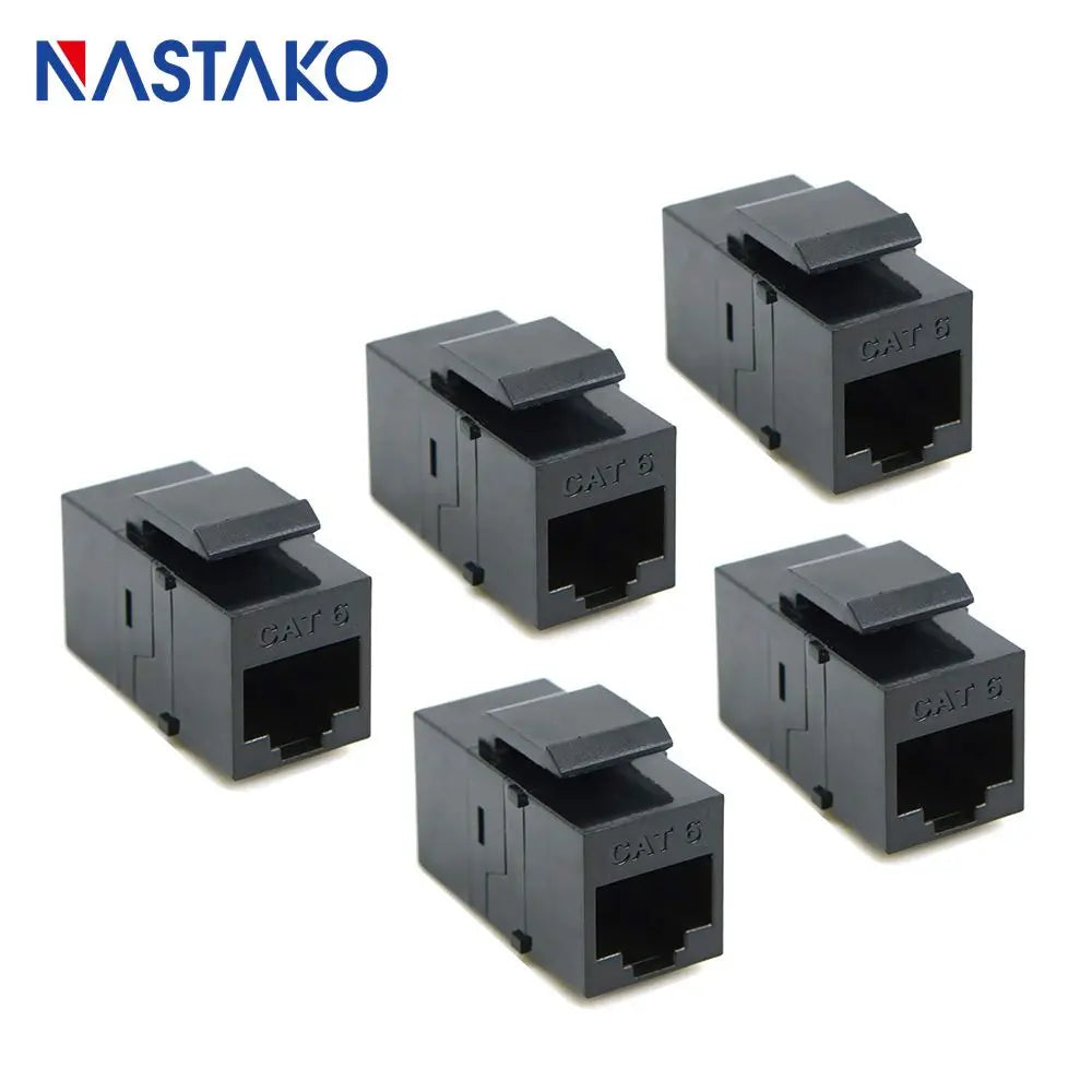 Blue RJ45 Connector RJ45 Keystone Jack Cat6 RJ45 Extension Coupler Ethernet Network LAN Cat 6 Coupler Jacks Extend Adapter Black