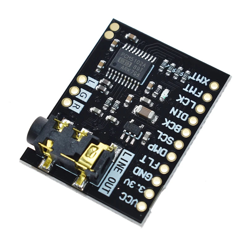 For Raspberry Pi pHAT Sound Card I2S interface PCM5102 DAC Module 24-bit Audio Board With Stereo Jack Beyond ES9023 PCM1794