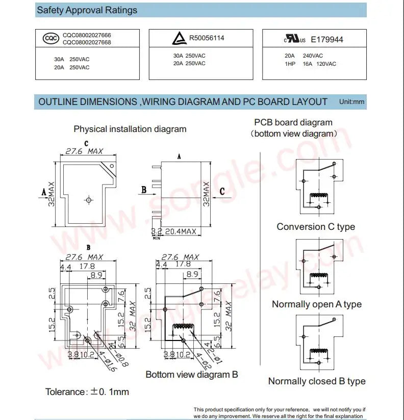 5 PCS Power Relay SLA Series SLA-05V 09V 12V 24V 48VDC-SL-A -C 4 Pin 5 Pin 6 Pin 30A T90 for Electronic Components Market