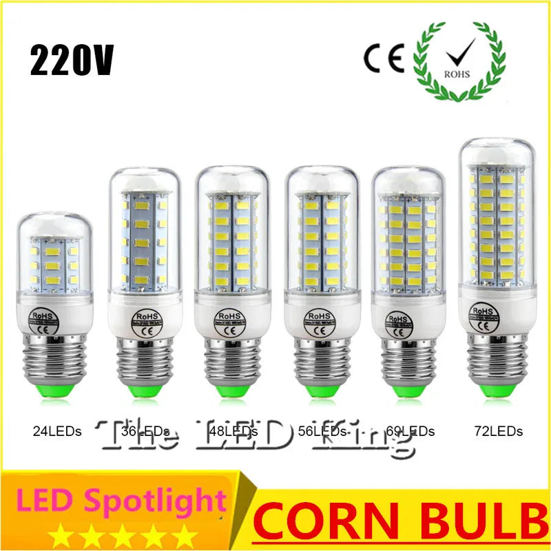 Replace CFL 8W 12W 15W 20W 25W 30W E27 E14 220V LED Light Bulb High Luminous 5730 Spotlight LEDs Corn Lamp Chandelier Lighting