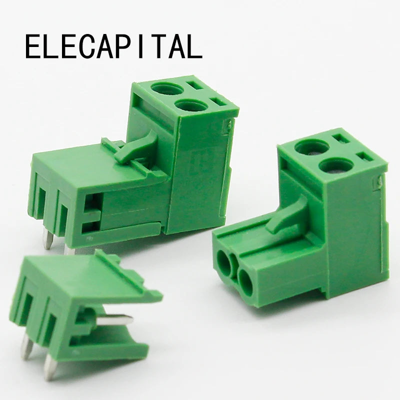 Free Shipping 10 Sets HT5.08 2Pin Right Angle Terminal Plug Type 300V 10A 5.08mm Pitch Connector PCB Screw Terminal Block
