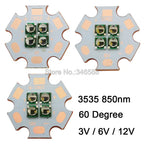 3V / 6V / 12V 3535 4Chips 4-LEDs Infrared IR 850nm 60 Degree High Power LED Emitter with 20mm Copper PCB