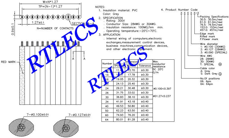 1Pcs 1.27 MM Pitch 6 8 10 12 14 16 20 24 26 30 34 40 44 50 60 80 Pin JTAG ISP DOWNLOAD Flat Ribbon Data Cable 30cm Length