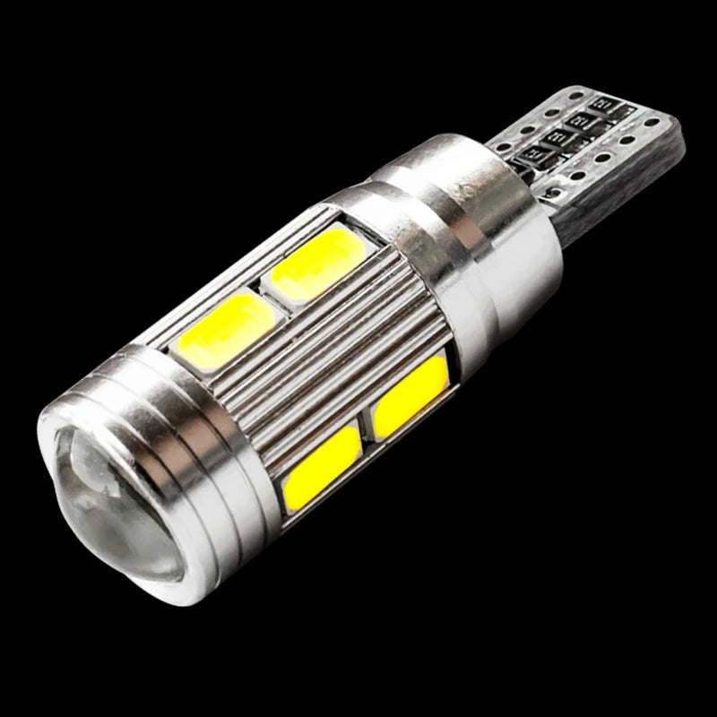 T10 10 SMD 5630 LED Projector Lens Auto Clearance Lights W5W 501 10SMD 5730 LED Car Marker Lamp Parking Bulb Canbus Error Free