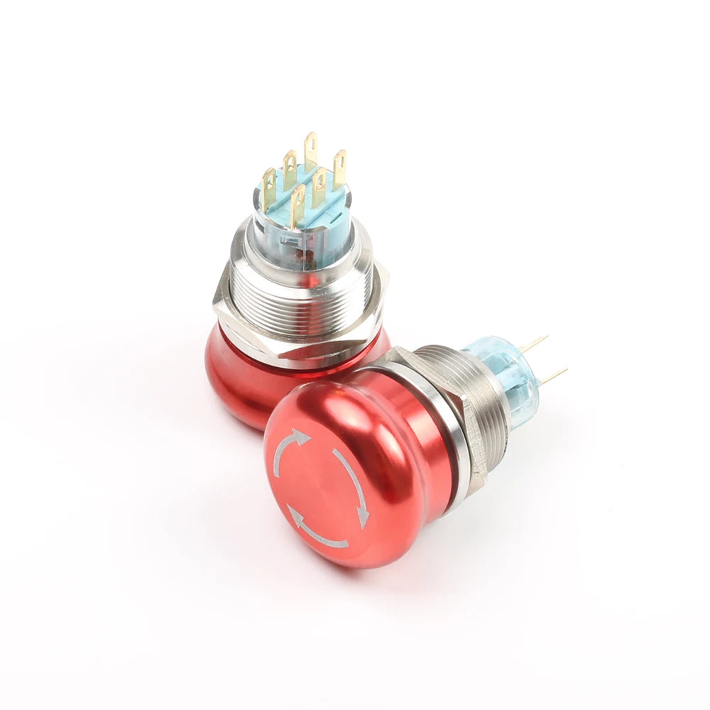 16/19/22mm Metal Aluminum Emergency Stop Switch Push Button Switch Latching NO NC 2NO 2NC Pin Terminal Red Mushroom Stop Button