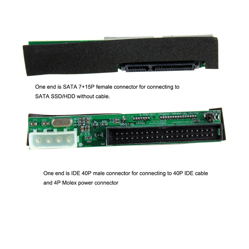 Sata to IDE Adapter Converter 1.5Gbs 2.5 Sata Female to 3.5 Inch IDE Male 40 Pin Port Support ATA 133 100 SSD HDD CD DVD Serial