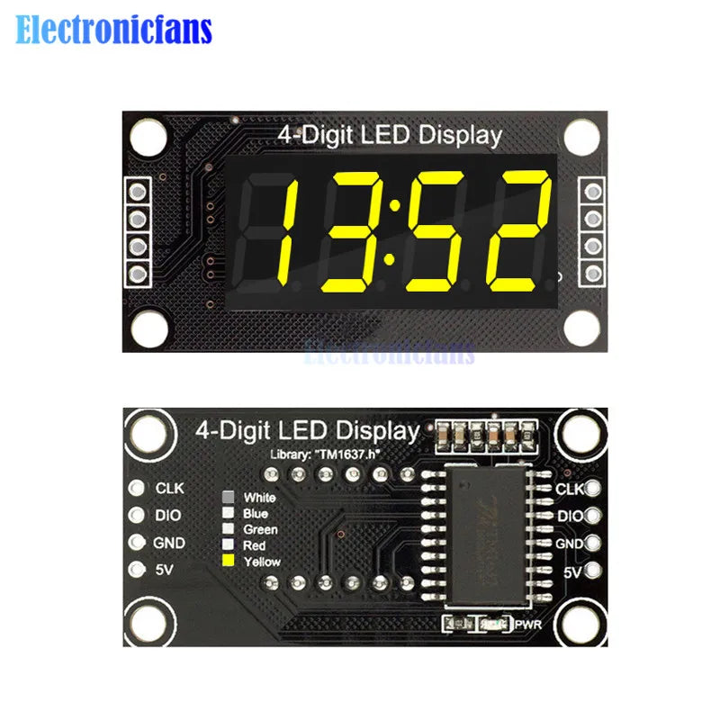 4-Digit LED 0.36" LED Display Tube (decimal) 7-Segments TM1637 Clock Double Dots Module 0.36 Inch For Arduino size 30x14mm