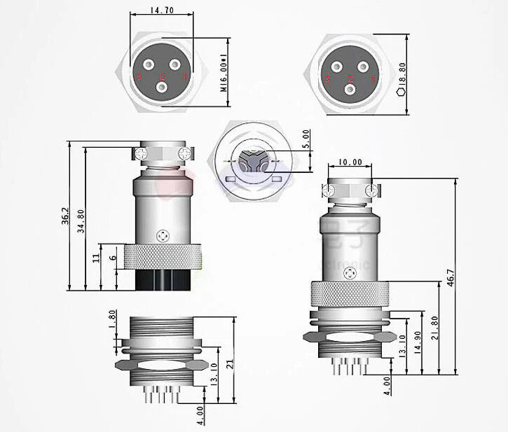 GX12 GX16 Aviation Connector 2 3 4 5 6 7 8 9 10 Pin Connector Male Female Butting Wire Cable Circular Aviation Socket Plug