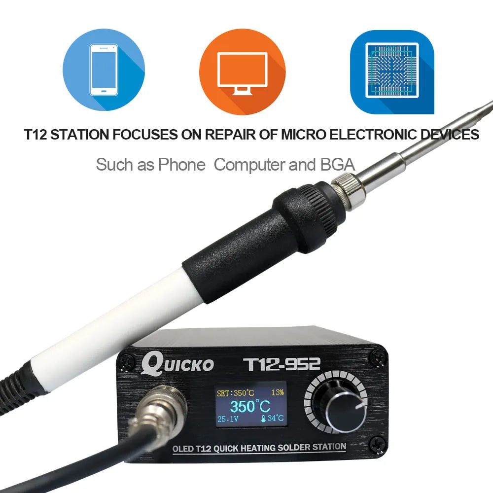 Quick Heating T12 soldering station electronic welding iron 2020 New version STC T12 OLED Digital Soldering Iron T12-952 QUICKO