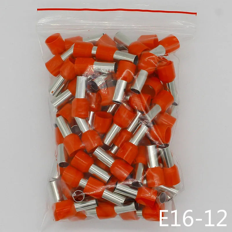 E16-12 Tube Insulating Insulated Terminals 16MM2 Cable Wire Connector Insulating Crimp Terminal 100PCS/Pack Connector E-