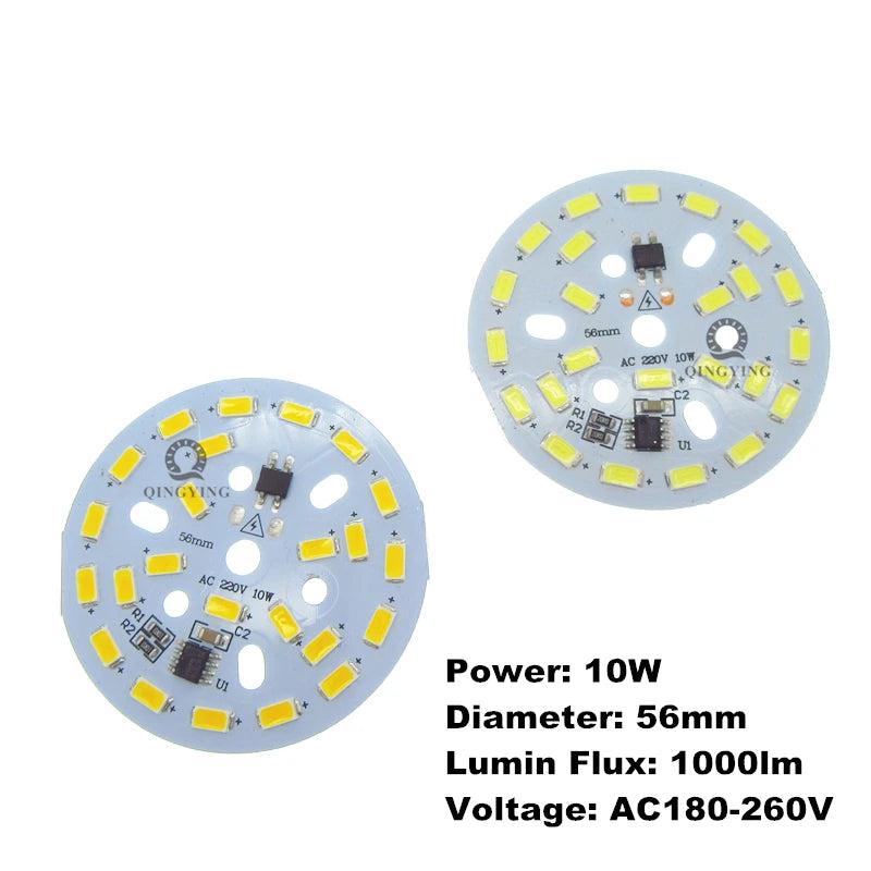 10pcs AC 220V LED PCB SMD5730 3W 5W 7W 10W 12W 15W 18W 24W Integrated IC Driver White/Warm White Light Source for LED Bulb