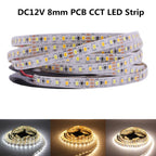5M 3528 2835 CW/WW Dual White Color Temperature Adjustable CCT 12V 24V Double Color LED Flexible Strip 120leds/m Tape Light