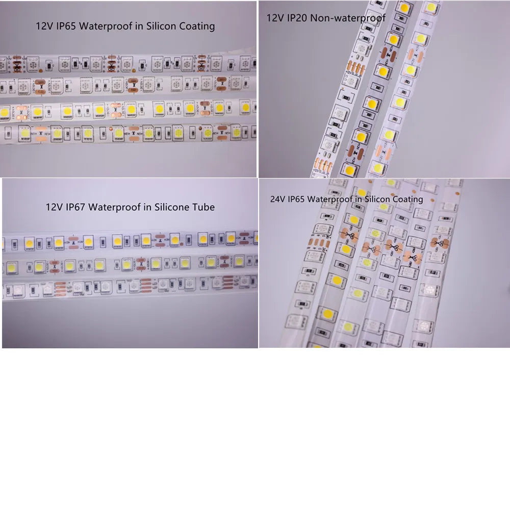 5M 5050 SMD LED Strip RGB RGBW (RGB + White) RGBWW (RGB+Warm White) RGBCCT Flexible LED String Light 5M/ 300 LEDs 12V 24V Home