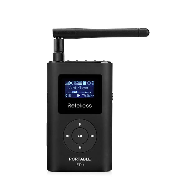 Retekess FT11 0.3W Wireless FM Broadcast Transmitter MP3 Portable for Church Car Meeting Support TF Card AUX Input