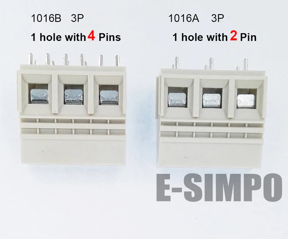 20pcs 1016A 1016B-10.16-3P Straight 10.16mm 650V57A 22-8AWG 1pole with 2/4 Solder Pin High Current PCB Screw Wire Terminal Block