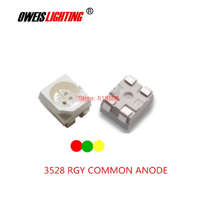 3528 RGY LED Red + Green + YELLOW Common Anode / Cathode Water Clear Plcc-4 20mA SMD LED LIGHT BEADS LAMPS  3.5*2.8*1.9MM