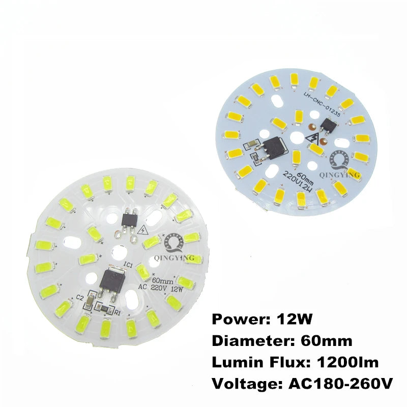 10pcs AC 220V LED PCB SMD5730 3W 5W 7W 10W 12W 15W 18W 24W Integrated IC Driver White/Warm White Light Source for LED Bulb