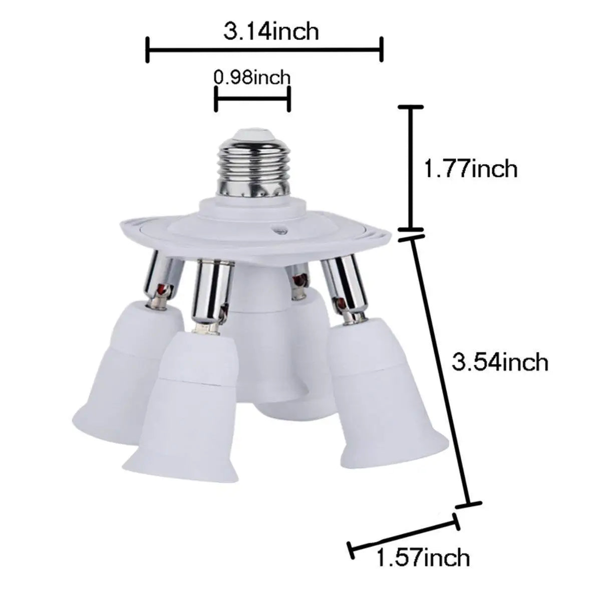 5 in 1 Light Socket Splitter E26 E27 Adapter Converter for Standard LED Bulbs 360 Degrees Adjustable 180Degree Bendable Max 300W