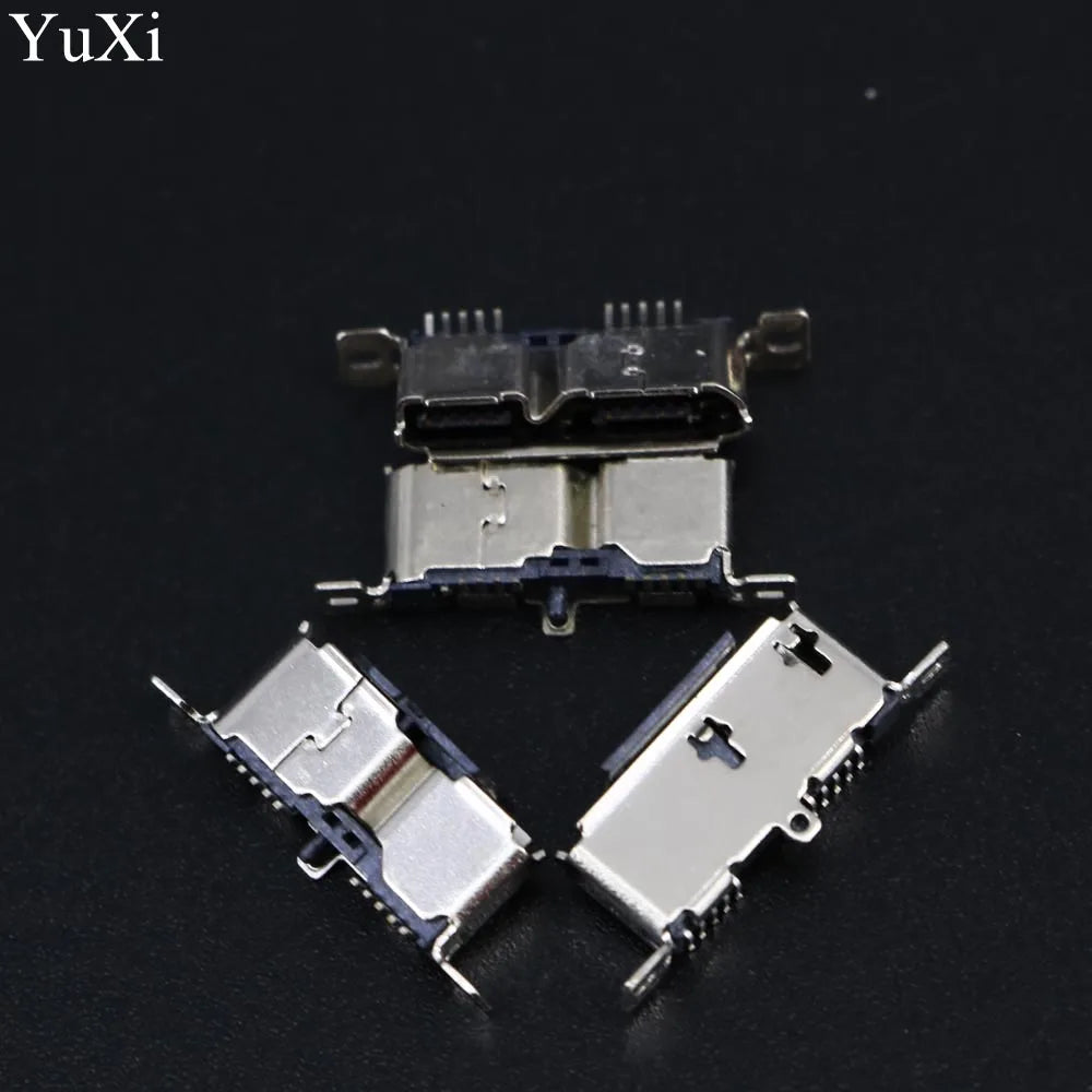 YuXi 2pcs Micro USB 3.0 Jack Sockect Tail Connector Female 180 Degree Vertical Charging Port Mobile Hard Disk Interface
