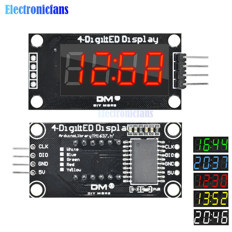 4-Digit LED 0.36" LED Display Tube (decimal) 7-Segments TM1637 Clock Double Dots Module 0.36 Inch For Arduino size 30x14mm