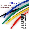 2M 1.6/2.4/3.2/4.8/6.4/7.9/9.5mm Dual Wall Heat Shrink Tube Thick Glue 3:1 Ratio Shrinkable Tubing Adhesive Lined Wrap Wire Kit